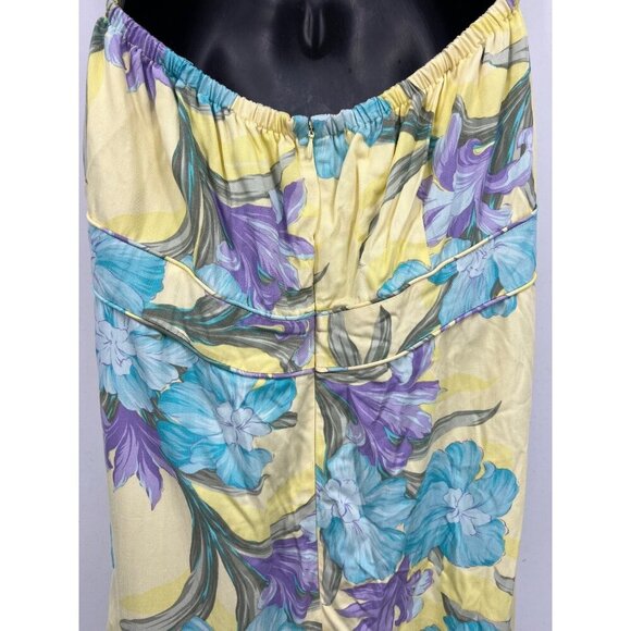 Caribbean Joe Women Yellow Floral Halter Dress 2X Summer Wind Iris Spray NWT New - Picture 3 of 8